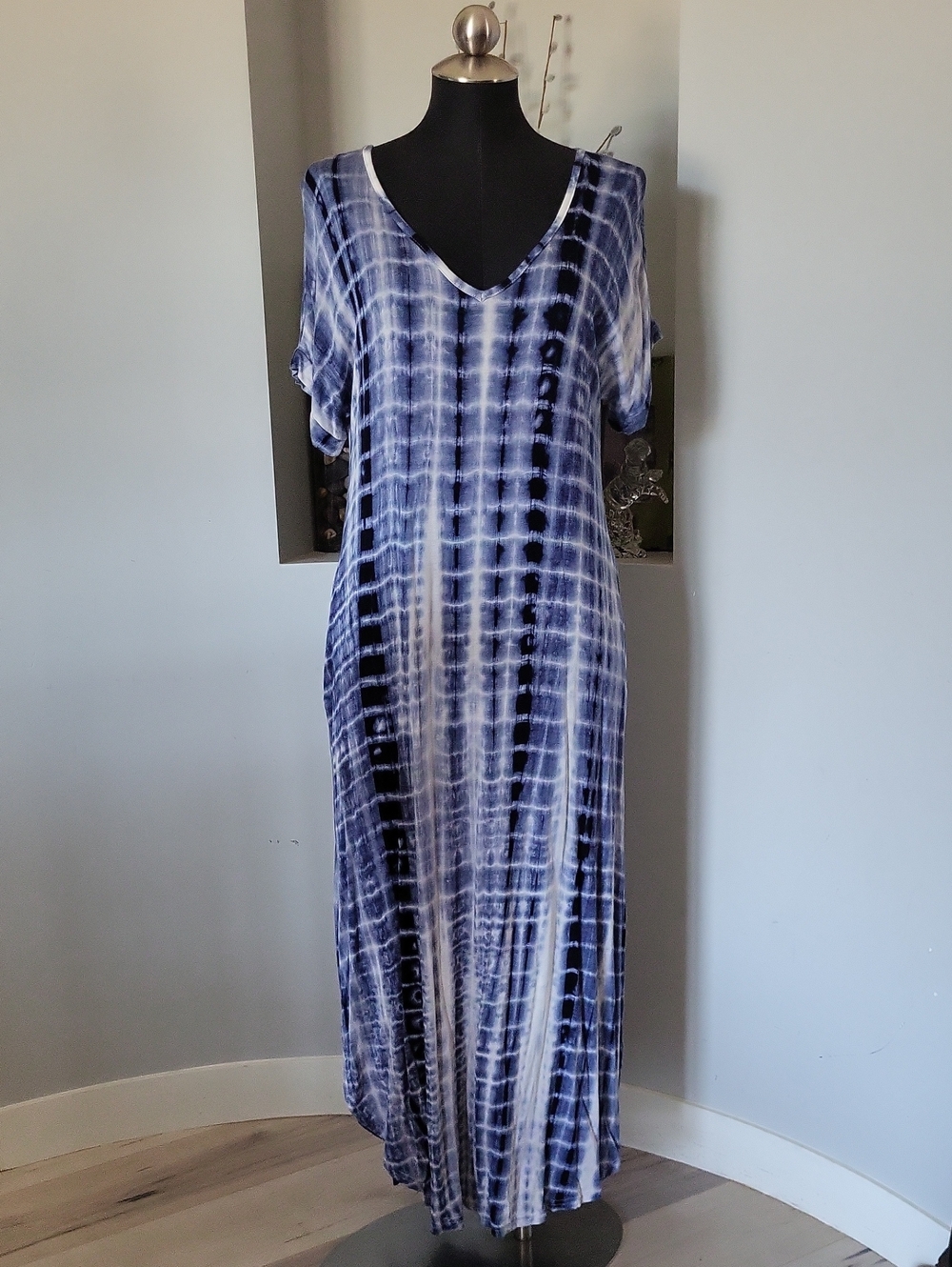 Zilcremo Short Sleeve Tie-Dye Maxi Dress Size Medium